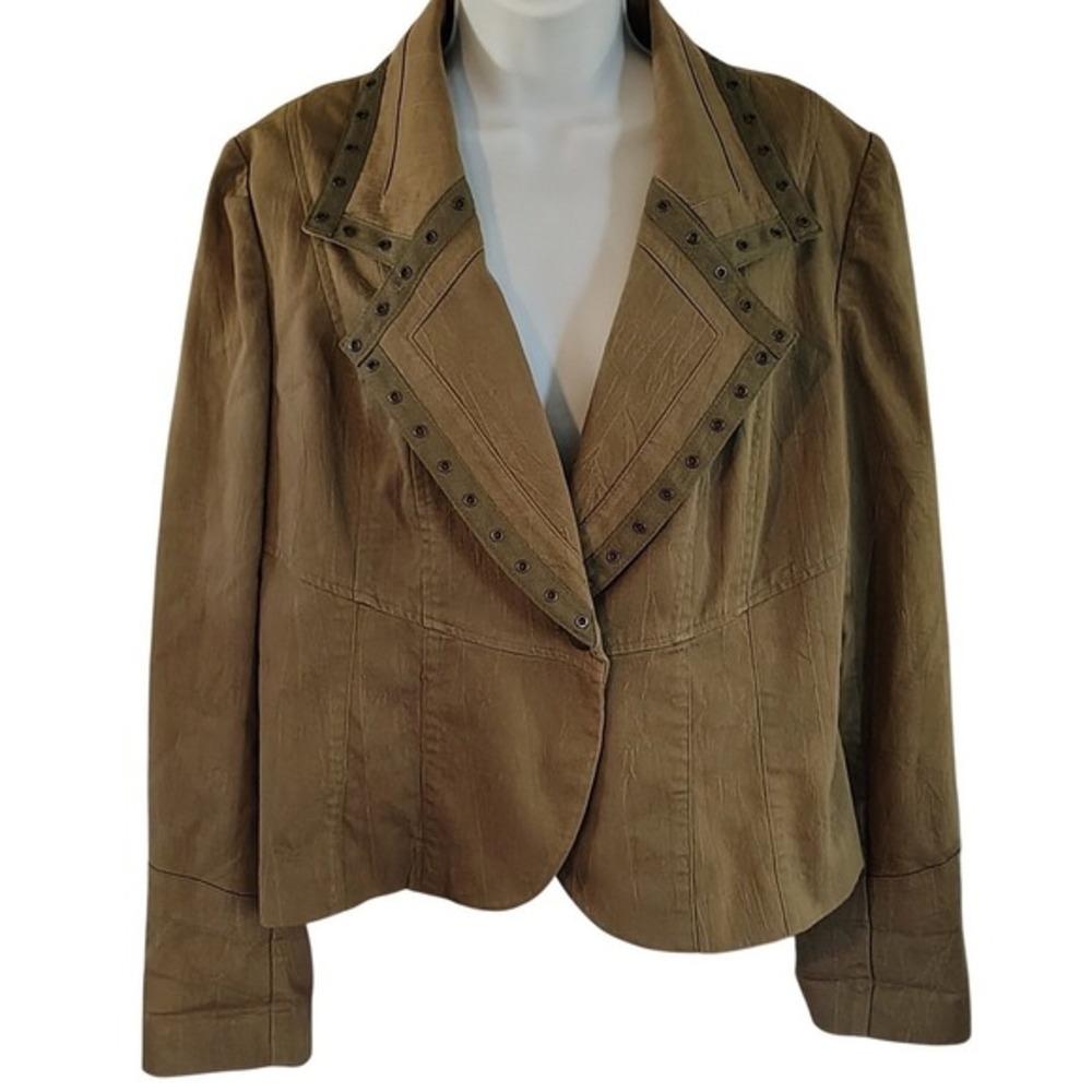 Olive‎ Green Lena Gabrielle Studded Accent Blazer Jacket 16 cowgirl granola